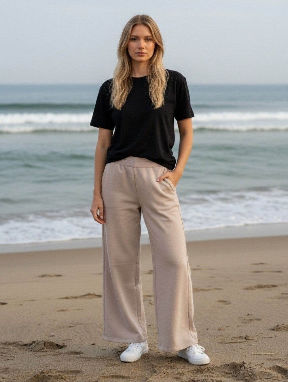 Zenana Neutral Tan Drawstring  Soft Everyday Sweatpants